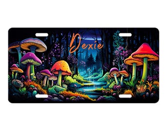 Personalized Mushroom Forest Vanity Decorative Front License Plate Cute Car License Plate  Premium Car Plate