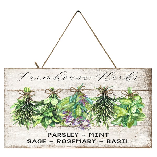 Farmhouse Herbs Printed Handmade Wood Sign