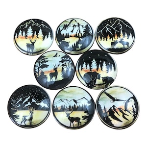 Set of 8 Woodland Animals Circle of Life Wood Cabinet Knobs