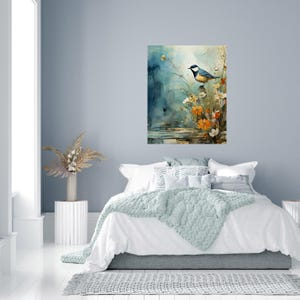 16x20 Little Bird on Wildflowers Wall Art Canvas Print