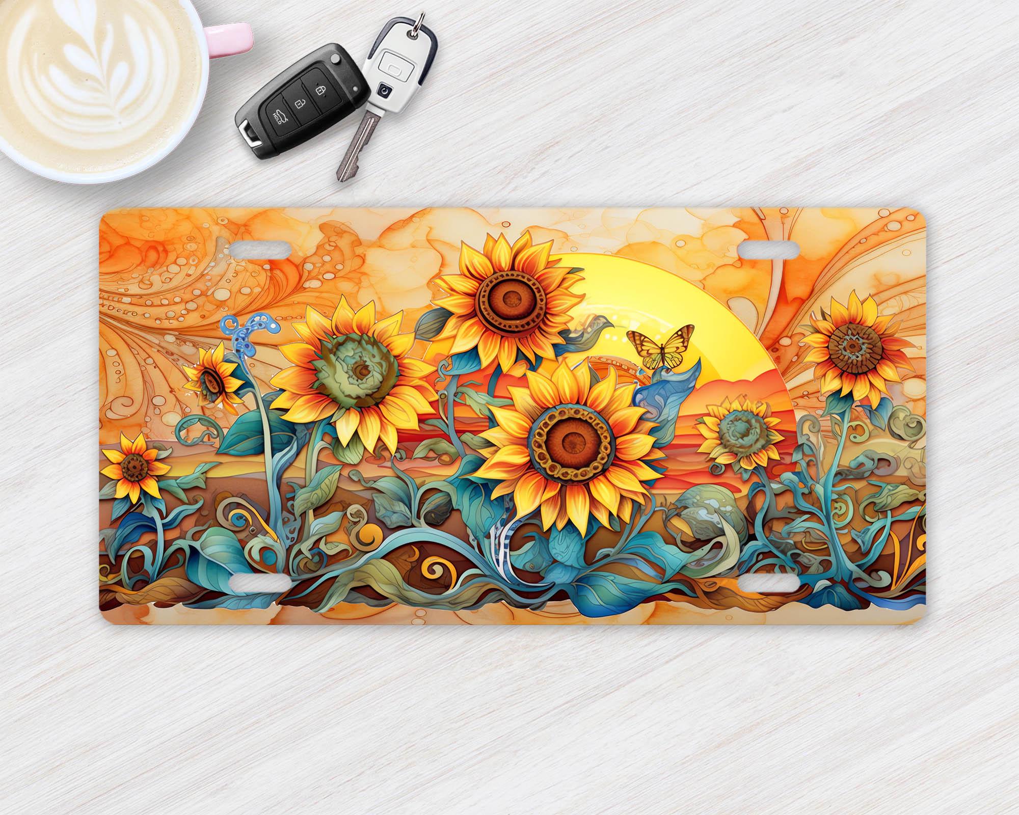 50s ヘーゼルアトラス Sierra Sunrise Plates レア Sunflower Sunrise Vanity Decorative Front License Plate Cute Car