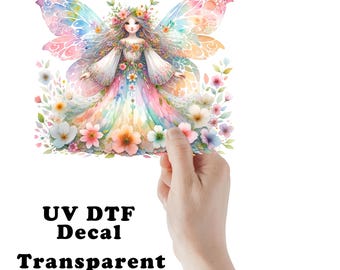 Spring Flower Tie Dye Fairy UV DTF Transparent Decal / Sticker You Choose Size
