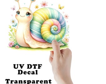 Pastel Snail UV DTF Transparent Decal / Sticker You Choose Size