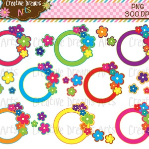 Flower Frames Digital Clipart Instant Download