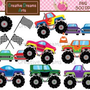 Monsters Trucks Digitale ClipArt Instant Download