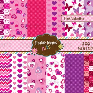 Download instantâneo do pacote de papel digital Pink Valentine