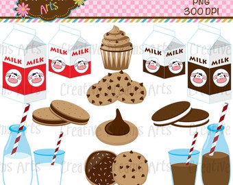 Milk & Cookies Clip Art Instant Download