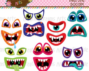 Scary Monster faces Clip Art Instant Download