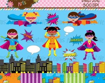 SuperGirls Digital Clip Art Descarga instantánea