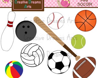 Spaß und Sport Bälle Digital Clipart Instant Download