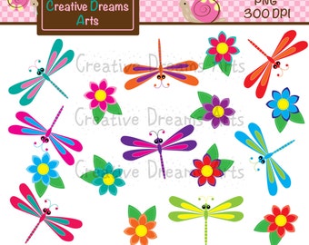 Dragonflies Digital Clip Art Instant Download