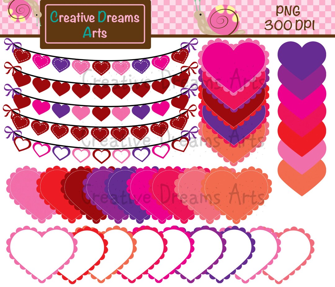 Scalloped Sweethearts Digital Clip Art Instant Download - Etsy