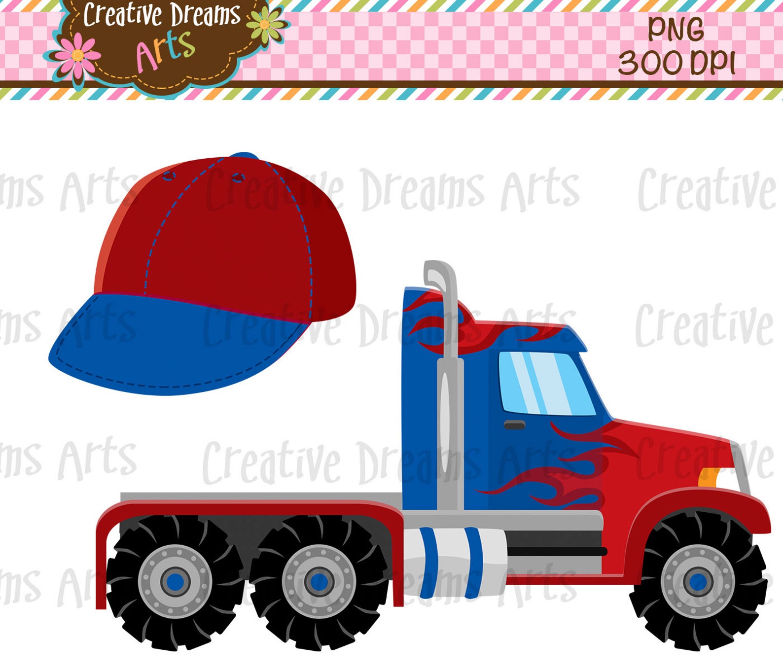 Semi Truck Digital Clip Art Instant Download - Etsy