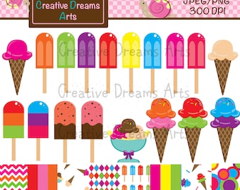 Ice Cream Digital Clip Art Instant Download