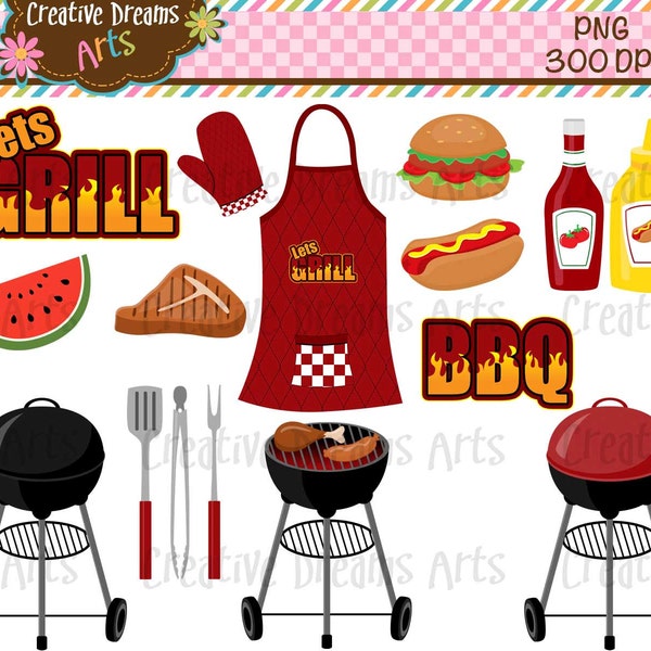 Barbecue Digital Clip Art Instant Download