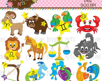 Zodiac Digital Clip Art Instant Download