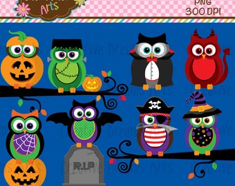 40% Off! Halloween Owls Clipart Instant Download