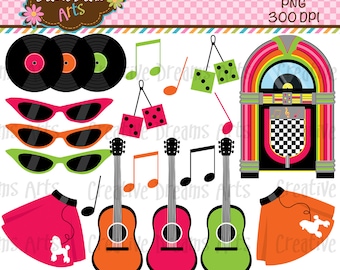 The 50's Digital Clip Art Instant Download