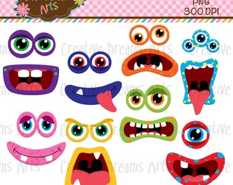 Monster faces Clip Art Instant Download