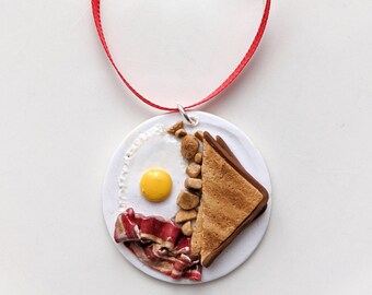 Handcrafted Polymer Clay Breakfast Plate Christmas Ornament