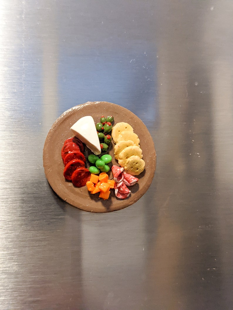 Charcuterie Board Fridge Magnet Polymer Clay Charcuterie Meat and Cheese Plate Food Magnets Handmade Gifts Refrigerator Magnet image 8