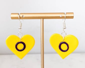 Intersex Pride Heart Earrings: Handmade Polymer Clay LGBTQA+ Jewelry