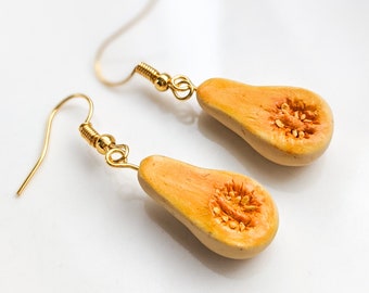 Butternut Squash Polymer Clay Dangle Earrings | Farmers Market Collection | Vegetable Food Themed Earrings | Handmade Gifts and Jewelry