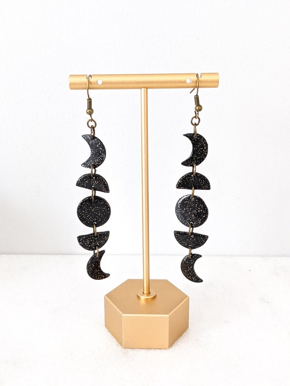Gothic Moon Earrings – Black Alloy Moon Drop Dangle Earrings, Witch Celestial Jewelry For Women - View #6