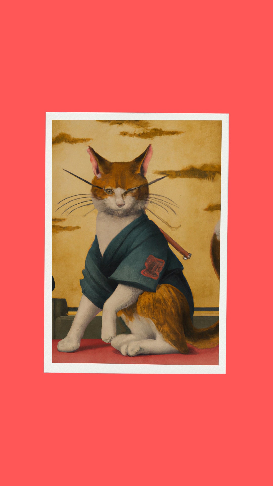 Ukiyo-e Style Combat Samurai Cat Painting Japanese Wall Art Utagawa ...