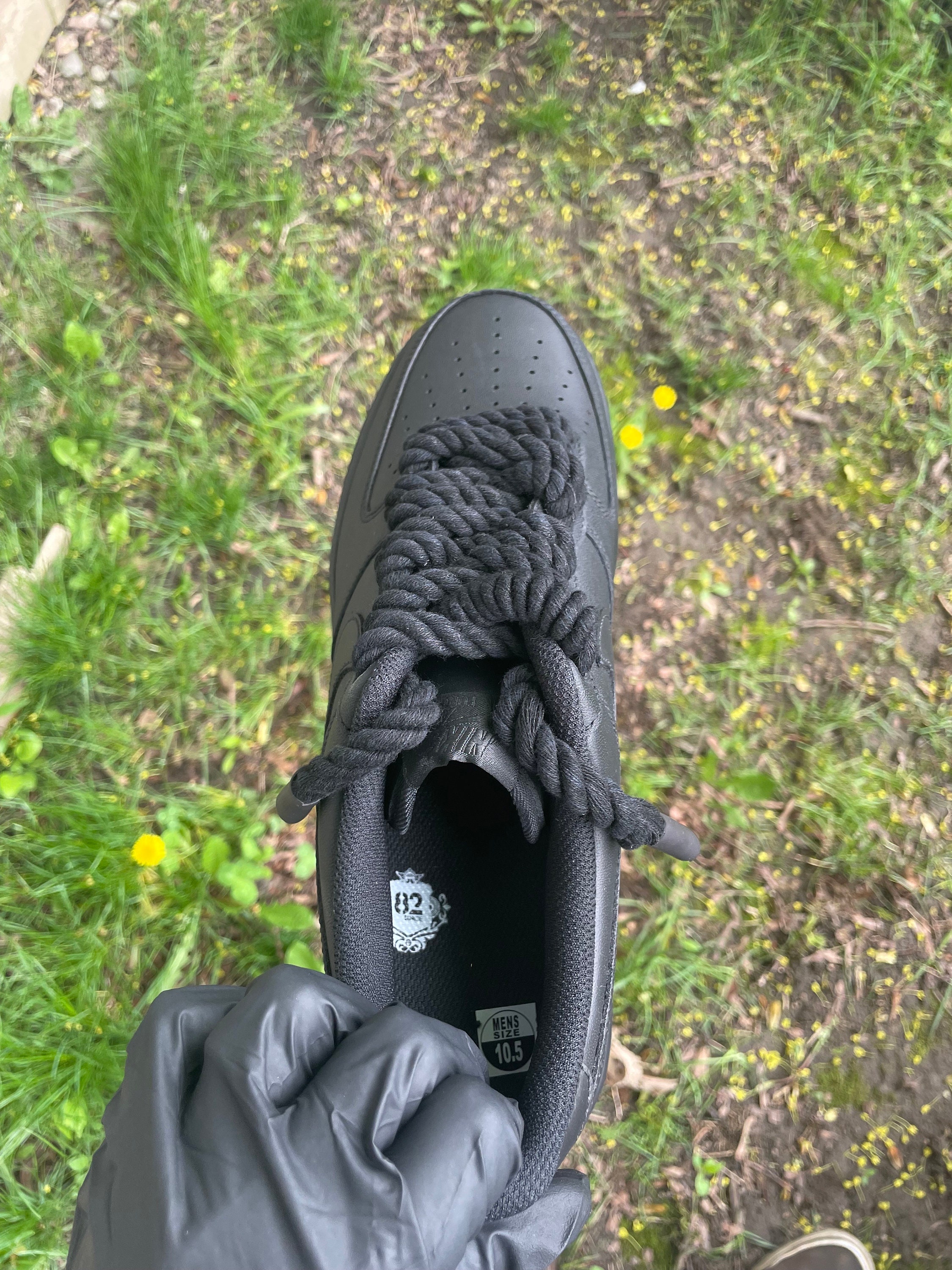 Custom Black Nike Air Force 1 '07| Black Air Force 1 With Rope