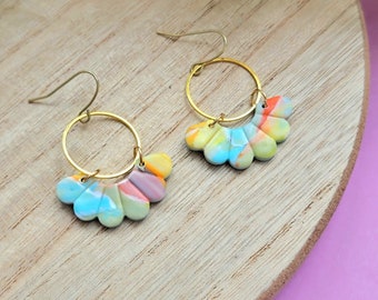 Watercolor dangle clay earrings - spring earrings - dangle Earrings  - Handmade jewelry
