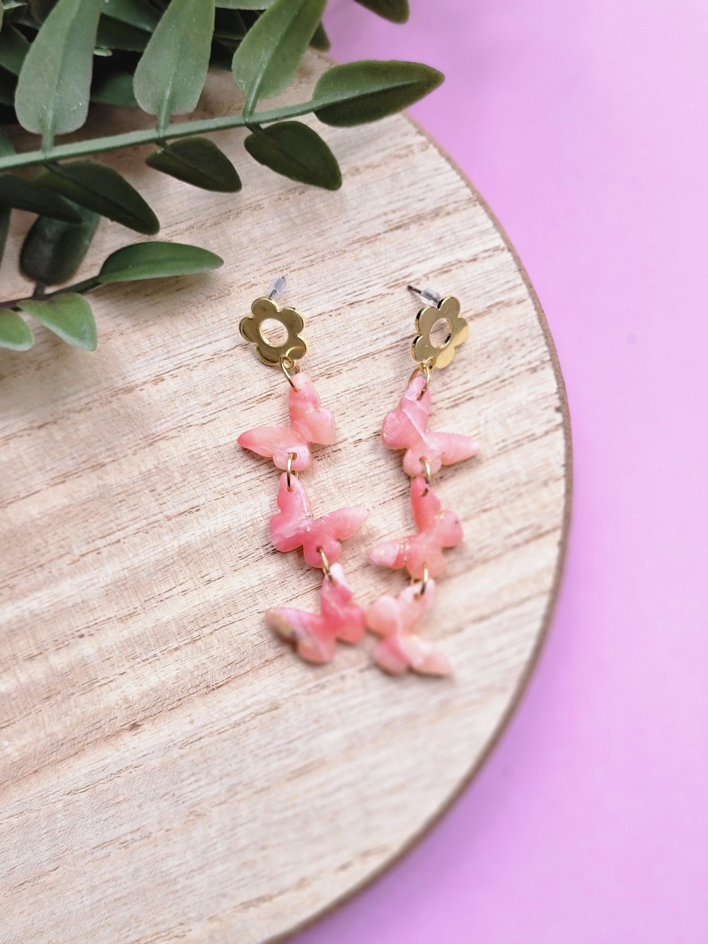 Clay Butterfly Earrings Spring Earrings Spring Clay Earrings Faux