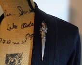 Karl Lagerfeld Large Gunmetal Olympic Torch Brooch Pin Over 4 inches