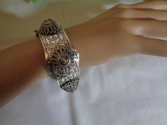 Art Deco Fancy Scrolled Silver Plate Bracelet Tro… - image 2