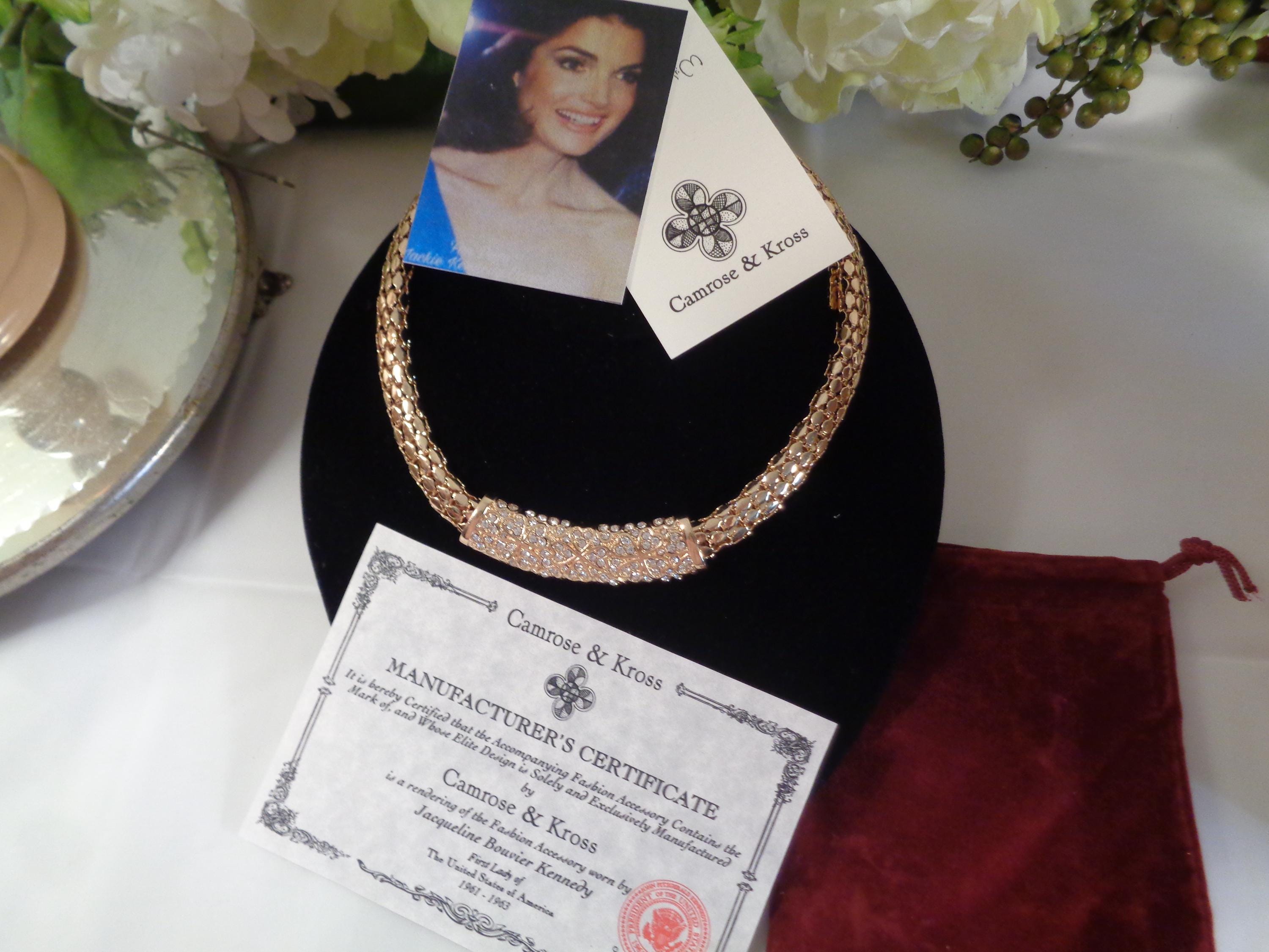 Camrose & Kross Jacqueline Kennedy Thick Collar Swarovski Crystal Gold-plated Signature JBK Authenticity Card Necklace