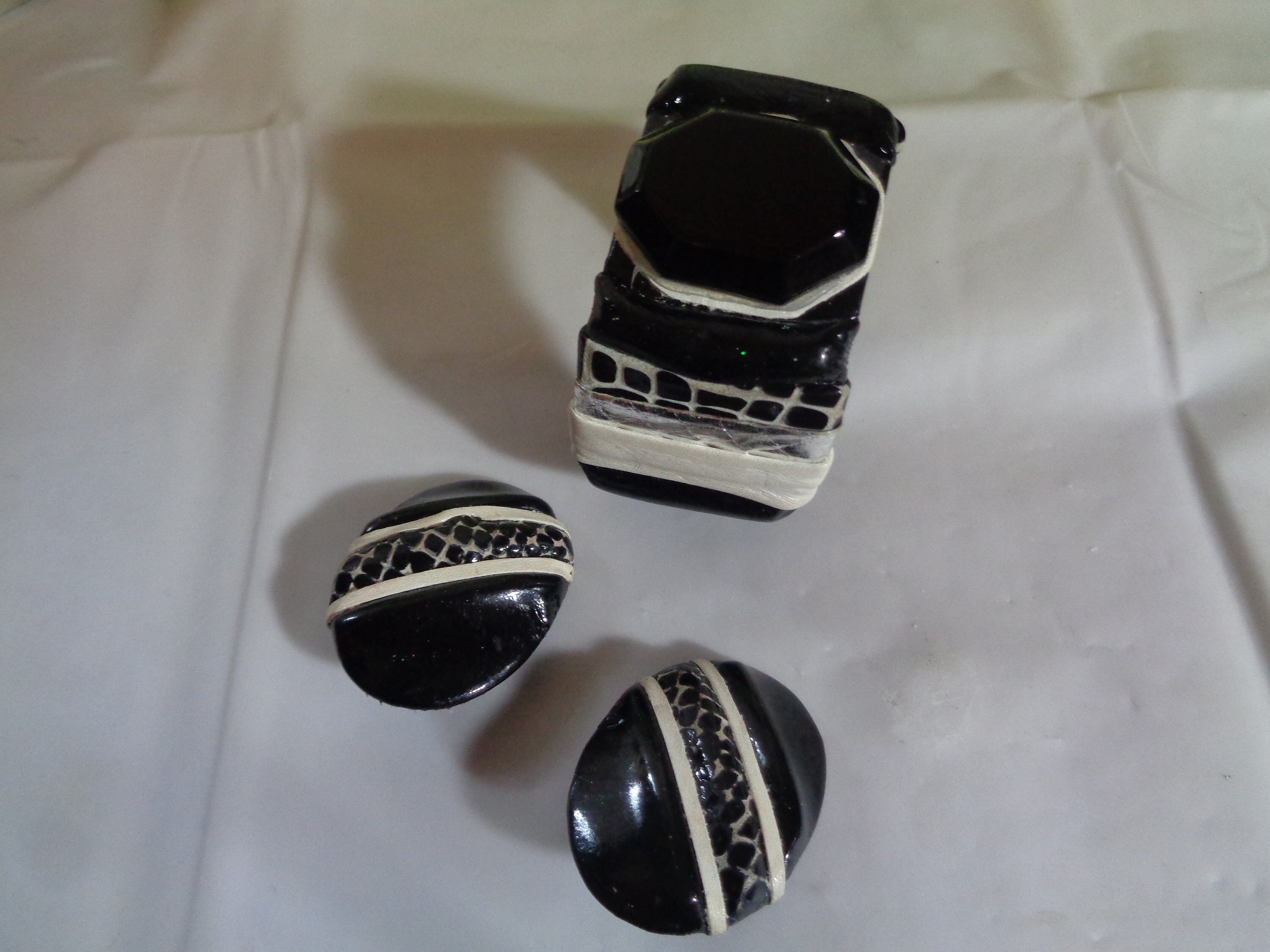 Duane Fitzgerald Signed Leopard Print Cuff Bracelet and Earrings Set Since 2022, we main image 3