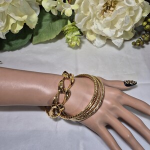 NAPIER Pat 4,774,743 Gold Plate Link Bracelet With 3 Not Signed