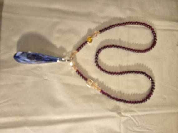 Ruby Red Glass Bead Necklace: Aurora Borealis Cry… - image 3
