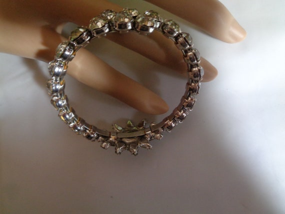 Memory Wire Wrap Bracelet Large Crystal Rhineston… - image 5
