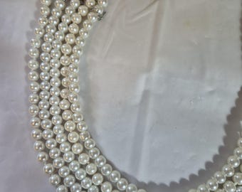 Lot of 5 White Glass Pearl Necklaces 16 to 18 inches all with extension chains
