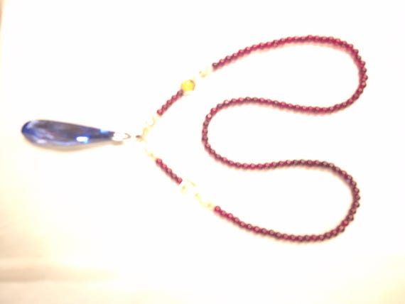 Ruby Red Glass Bead Necklace: Aurora Borealis Cry… - image 8