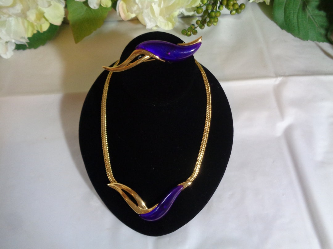 Spilla Floreale A Strati Smalto Viola E Argento Con Perle Finte - 60 Mm - Placcatura Rodio