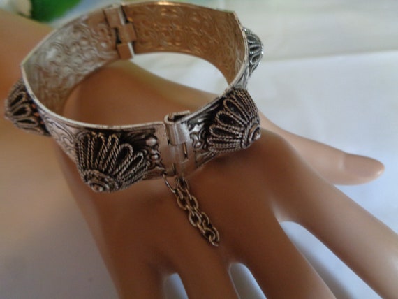 Art Deco Fancy Scrolled Silver Plate Bracelet Tro… - image 8