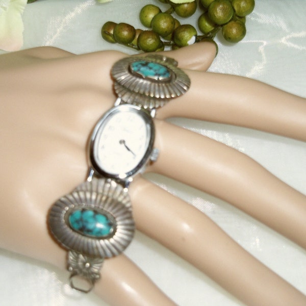 Turquoise Sterling Silver Old Timex Watch Band Tested