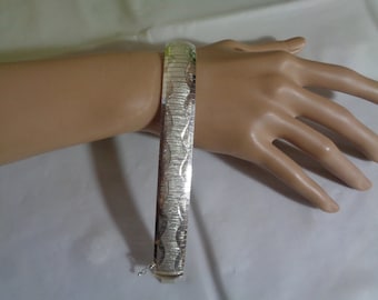 Fine Italian 925 Sterling Silver Diamond Cutting Etched Bracelet with Safety Clasp 25.5 Grams Unisex