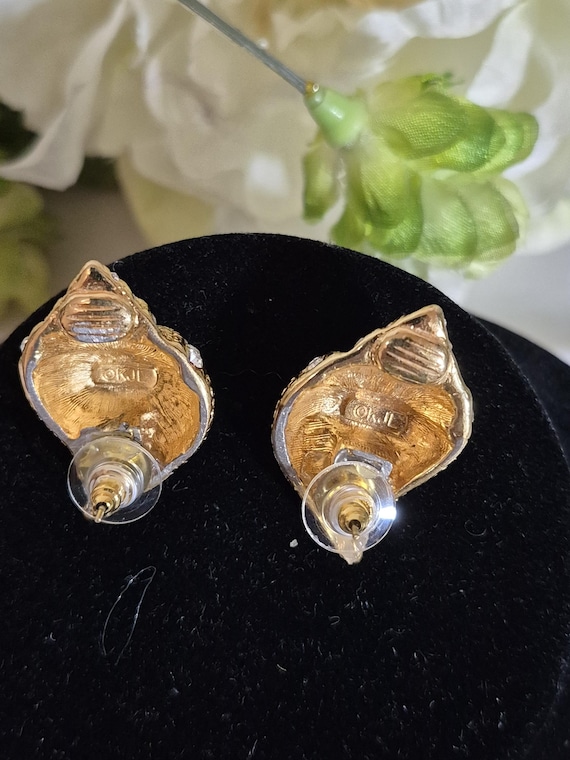 KJL Kenneth Jay Lane Sea Shell Gold Plate Crystal… - image 4