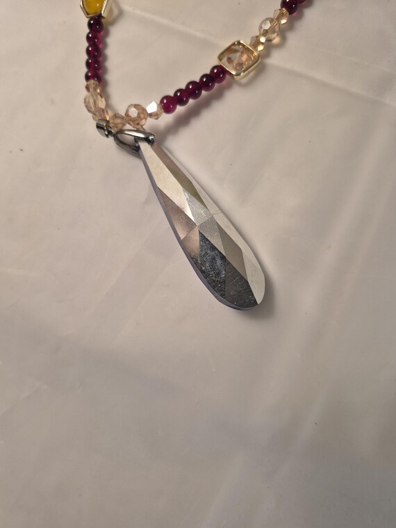 Ruby Red Glass Bead Necklace: Aurora Borealis Cry… - image 7