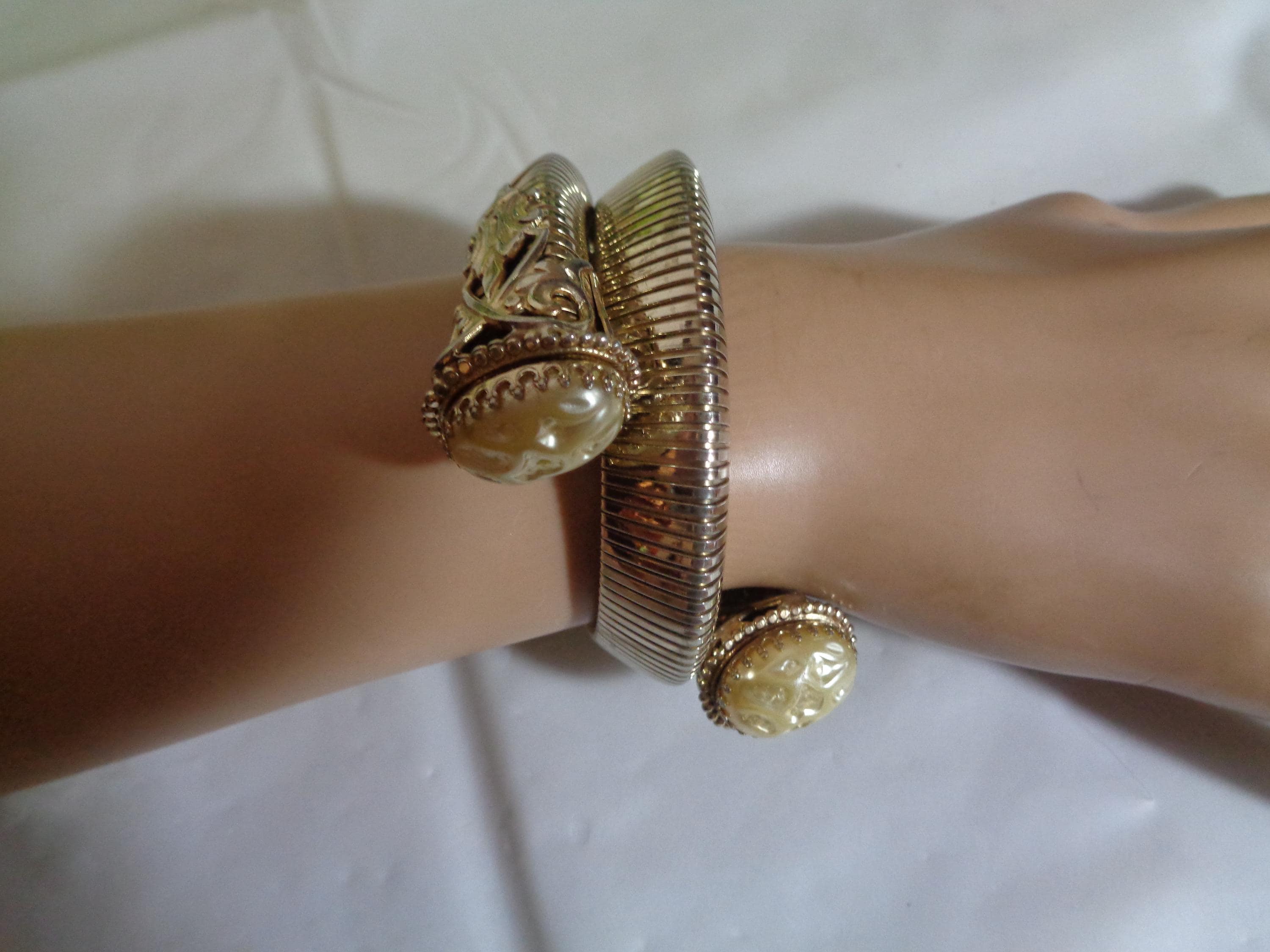 Old Hollywood Glamour Gold Plate Coil Wrap Faux Baroque