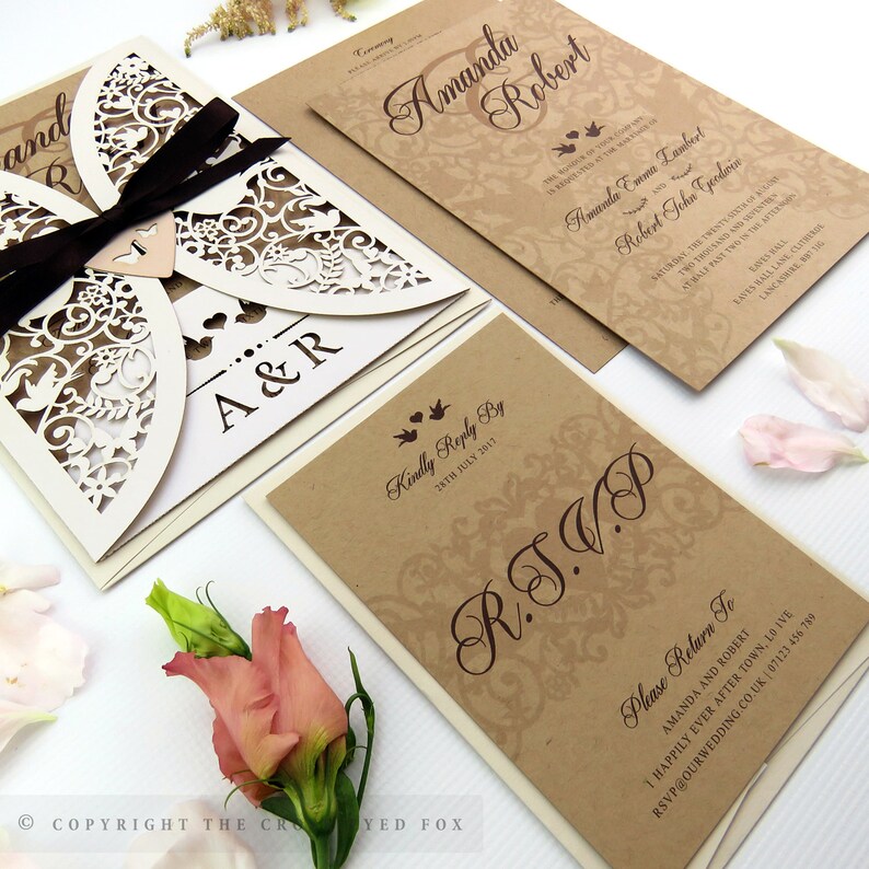 Laser Cut Wedding Invitation Jacket Wedding Stationery Suite Etsy UK