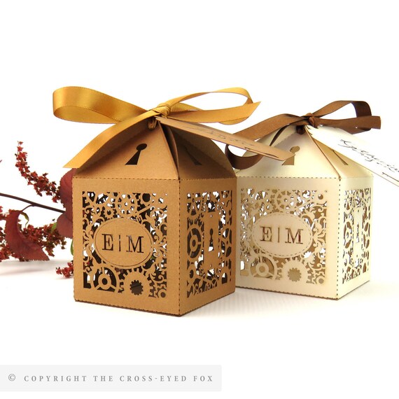 Steampunk Favor Box Laser Cut Wedding Favour Box Alternative Etsy
